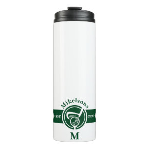 Personalized Classic Green Golf Monogram Crest Thermal Tumbler
