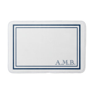 Personalized Classic Navy Blue Monogram Bath Mat