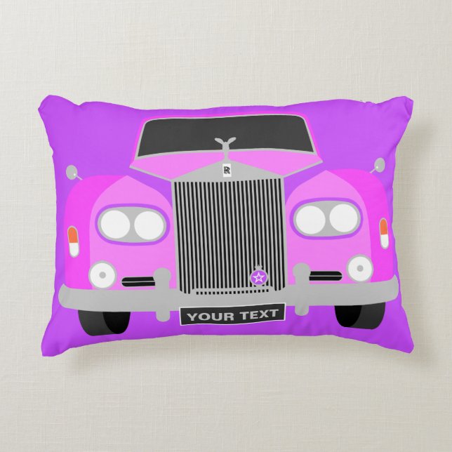 Personalized Classic Pink British Limousine Car Decorative Cushion (Front)