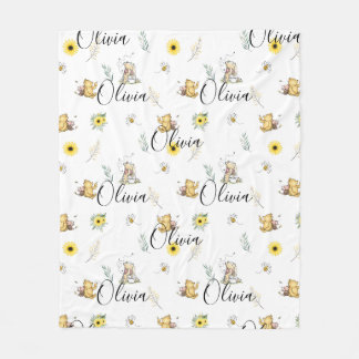 PERSONALIZED CLASSIC WINNIE BEAR BABY BLANKET GIFT