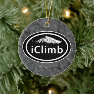 Personalized Climbing iClimb Mountain Christmas Ceramic Tree Decoration