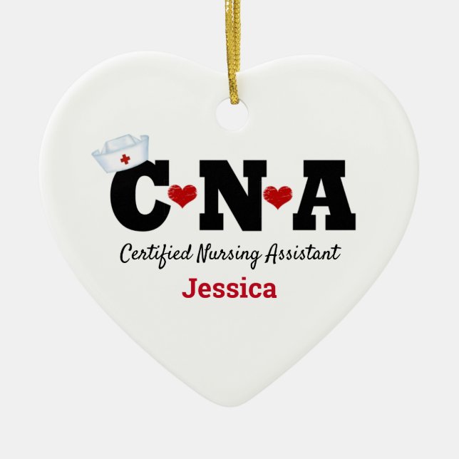 Personalized CNA Nurse Christmas Ceramic Ornament (Front)
