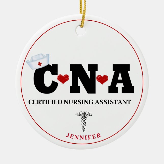 Personalized CNA Nurse Christmas Ceramic Tree Decoration (Front)
