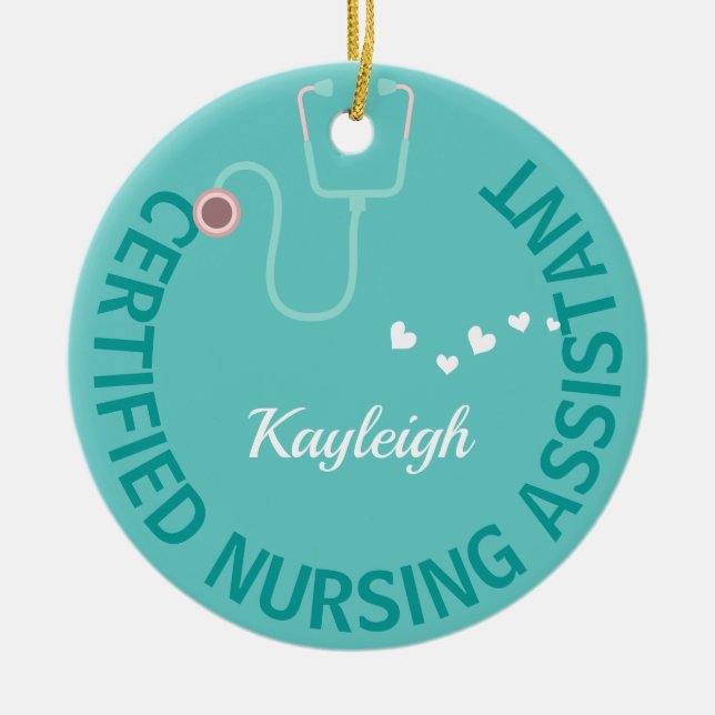 Personalized  CNA Nurse- stethoscope     Ceramic Tree Decoration (Front)