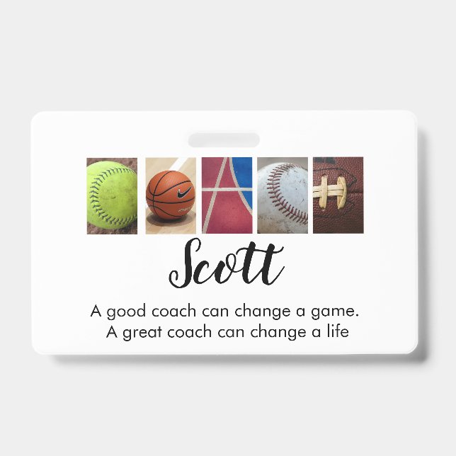 Personalized Coach name  Badge ID Badge (Front)