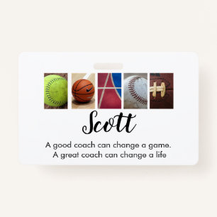 Personalized Coach name  Badge ID Badge