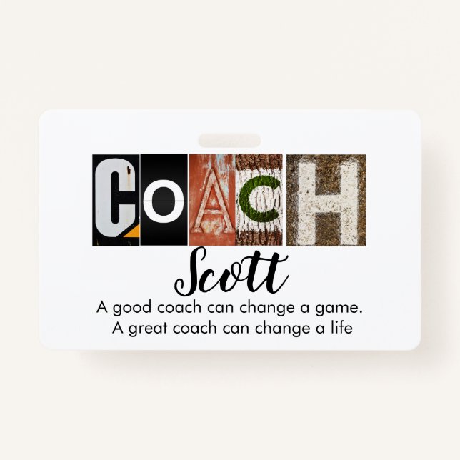 Personalized Coach name  ID Badge (Front)