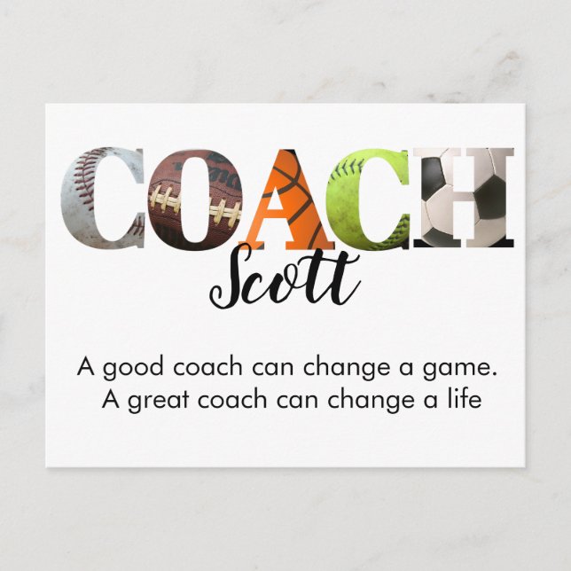 Personalized Coach name players  Postcard (Front)