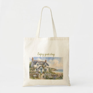 Personalized Coastal Cottage Watercolour  Tote Bag