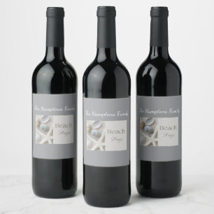 Personalized Coastal Seashell Gift for Beach House Wine Label