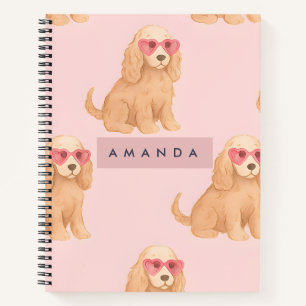 Personalized Cocker Spaniel Dog with Glasses Notebook