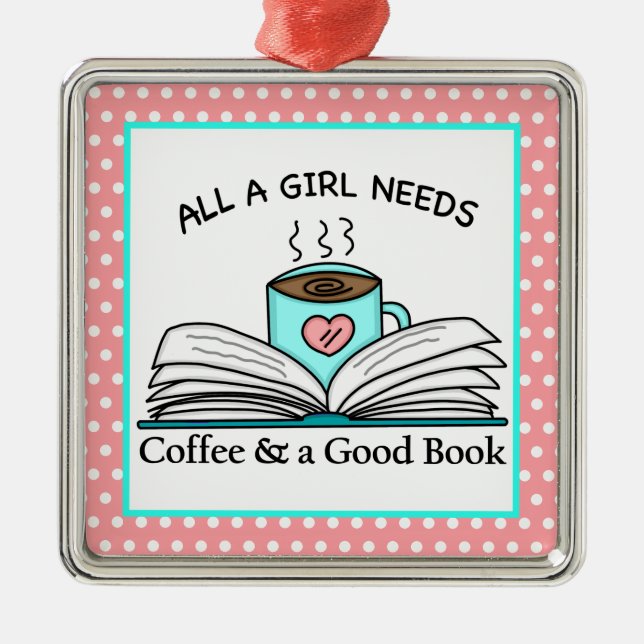 Personalized Coffee and a Good Book   Metal Tree Decoration (Front)