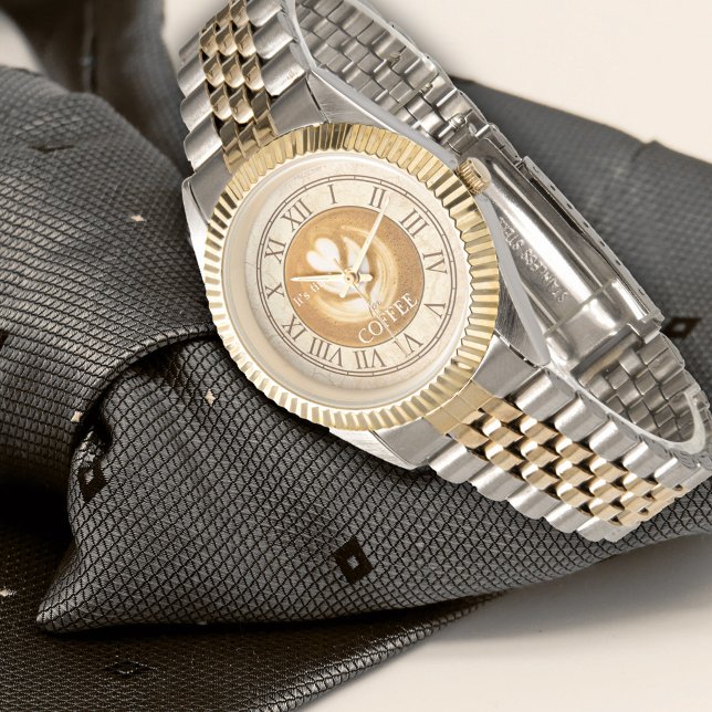 Personalized Coffee  Cappuccino Vintage Watch (Elegant watch featuring a coffee/cappuccino theme in vintage style )