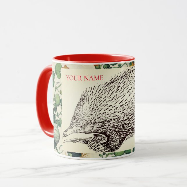 PERSONALIZED COFFEE CUP WITH HEDGEHOG (Front Left)