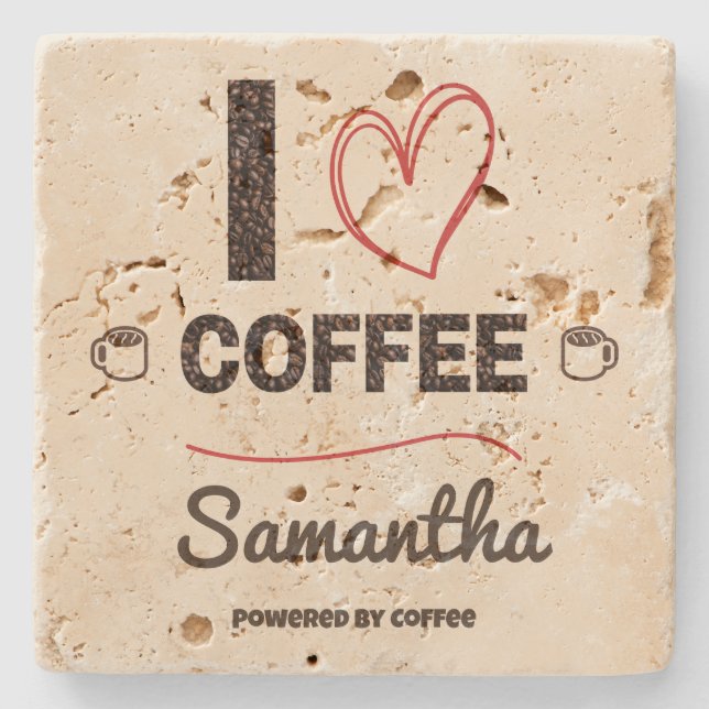 Personalized Coffee Lover Stone Coaster (Front)