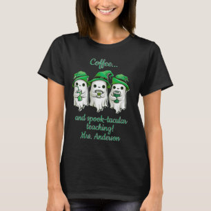 Personalized Coffee-Lover Teacher Halloween T-Shirt