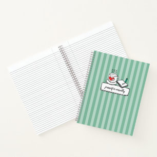 Personalized Coffee/Tea & Notes Mint Green Striped Notebook