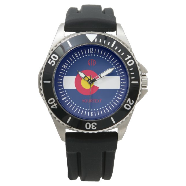 Personalized Colorado State Flag Monogram Design Watch (Front)