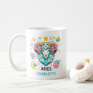 Personalized Colorful Aries Zodiac Astrology Sign Coffee Mug