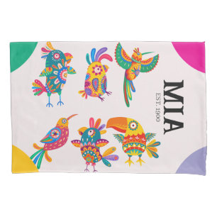 Personalized colorful birds Hand drawn cartoon Kid Pillowcase