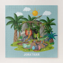 Personalized colorful cartoon Jurassic blue sky