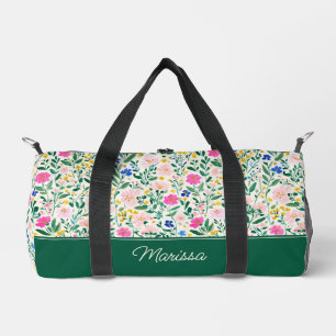 Personalized Colorful Floral Duffel Bag