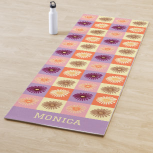 Personalized Colorful Floral Pink Purple Custom  Yoga Mat
