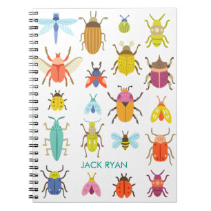 PERSONALIZED COLORFUL INSECT BUGS NOTEBOOK