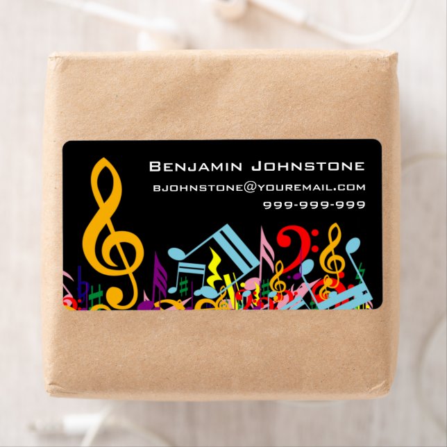 Personalized Colorful Jumbled Music Notes on Black (Insitu)