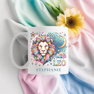 Personalized Colorful Leo Zodiac Astrology Lion Coffee Mug