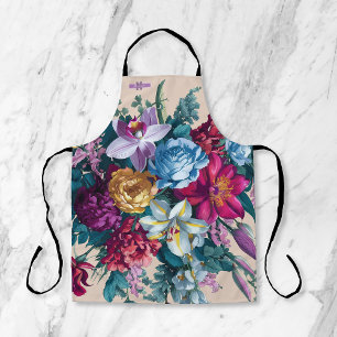 Personalized Colorful modern floral monogram Apron