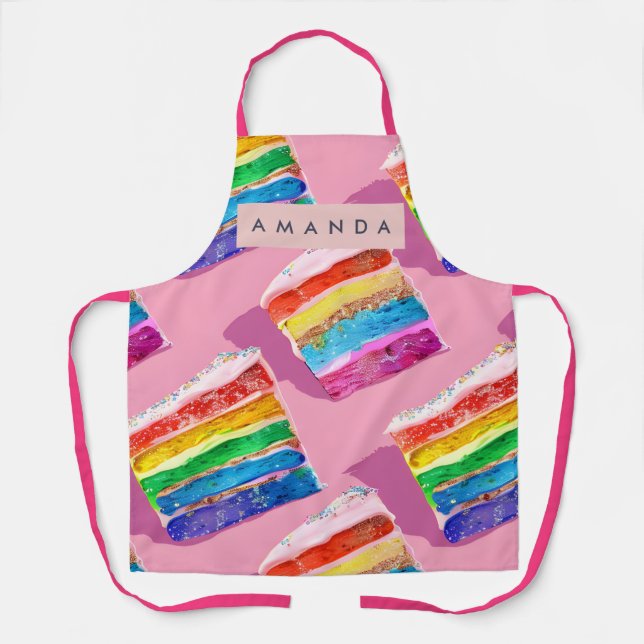 Personalized Colorful Rainbow Cake Slice Apron (Front)
