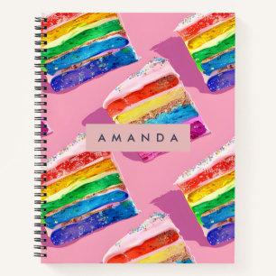 Personalized Colorful Rainbow Cake Slice Notebook