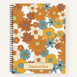 Personalized Colorful Retro Flower Sketchbook Notebook