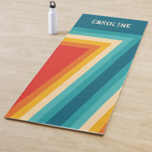 Personalized Colorful Retro Stripes - 70s, 80s  Yoga Mat