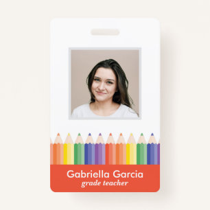 Personalized Colorful School Teacher Code ID badge