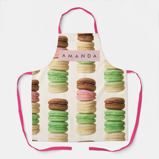 Personalized Colorful Stacked Macaron Pattern Apron (Front)