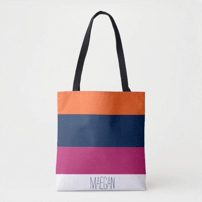 PERSONALIZED COLORFUL STRIPED TOTE (Front)