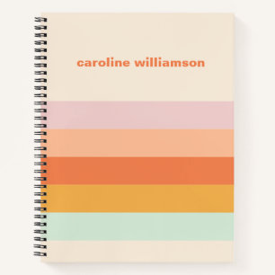 Personalized Colorful Stripes Retro Candy Pastel Notebook