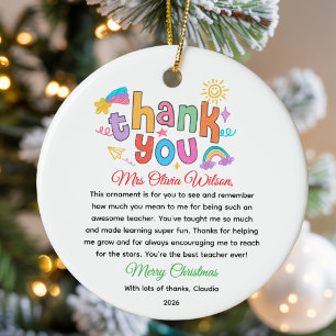 Personalized Colorful Teacher Appreciation Gift Ceramic Tree Decoration