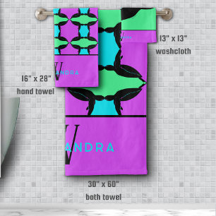 Personalized Colorful Tropical Sea Turtle Monogram Bath Towel Set