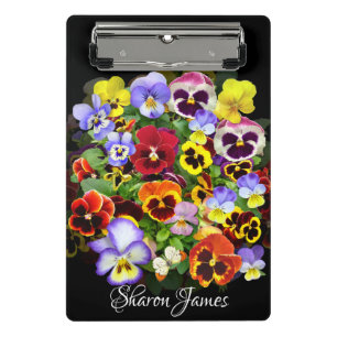 Personalized Colourful Pansy Arrangement  Mini Cli Mini Clipboard