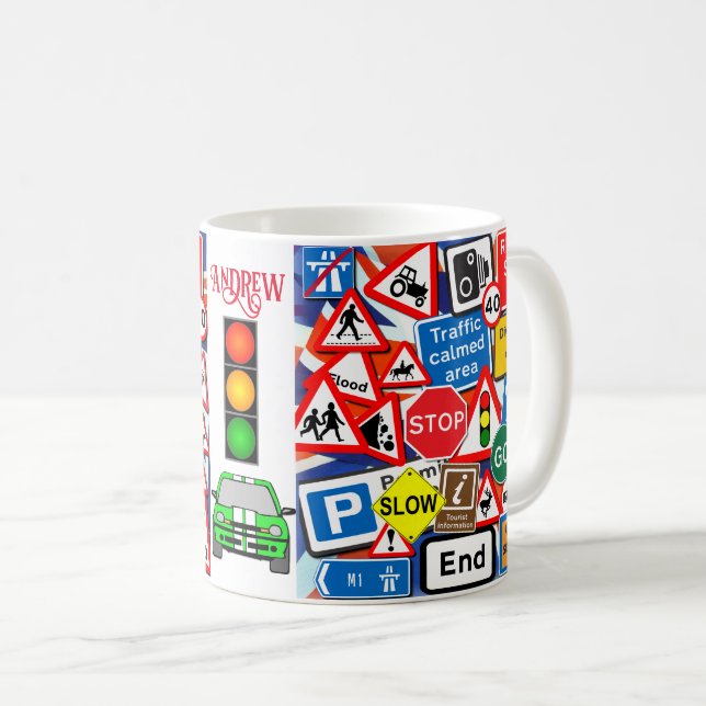 Personalized Colourful Road Signs, Kids'  Mug (Front Right)