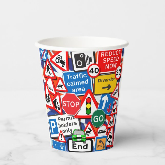 Personalized Colourful Road Signs   Paper Cups (Front)