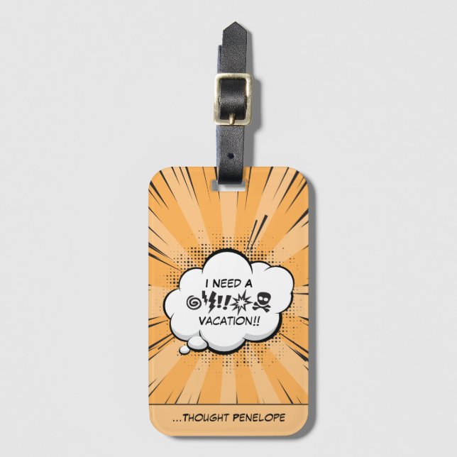 Personalized Comic Book Art Luggage Tag (Front Vertical)