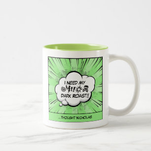Personalized Comic Book Art Two-Tone Coffee Mug