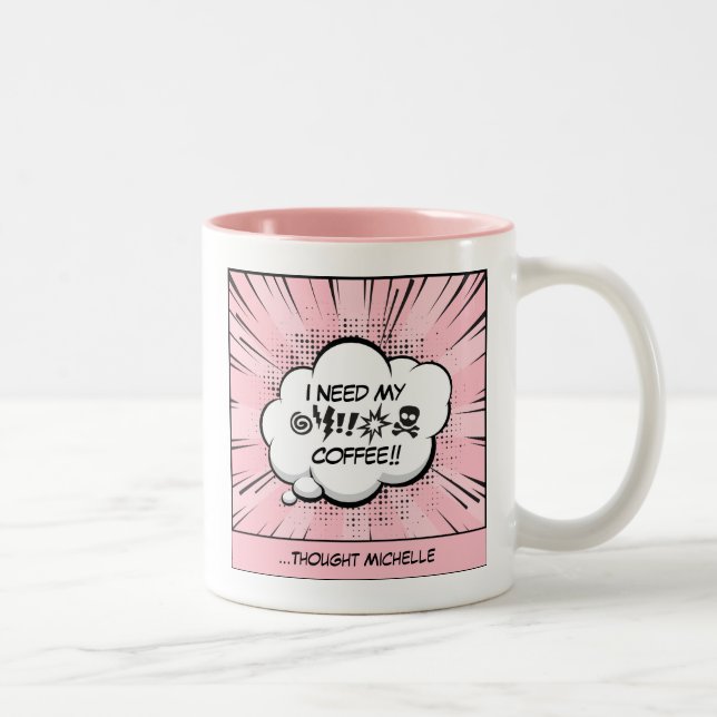 Personalized Comic Book Art Two-Tone Coffee Mug (Right)