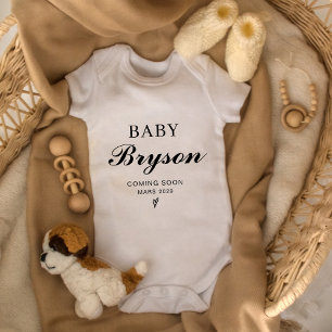 Personalized Coming Soon pregnancy announcement Baby Bodysuit