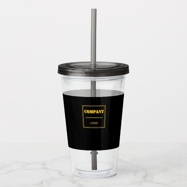 Personalized Company Black Modern Custom Business Acrylic Tumbler (Front)