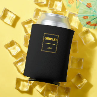 Personalized Company Black Modern Custom Business Can Cooler